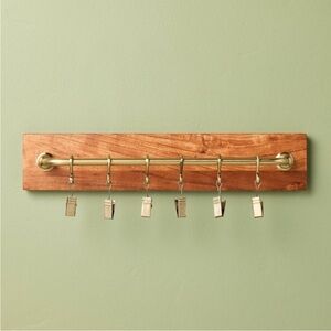 Brass and Wood Wall Rail with Clips - Hearth & Hand™ with Magnolia